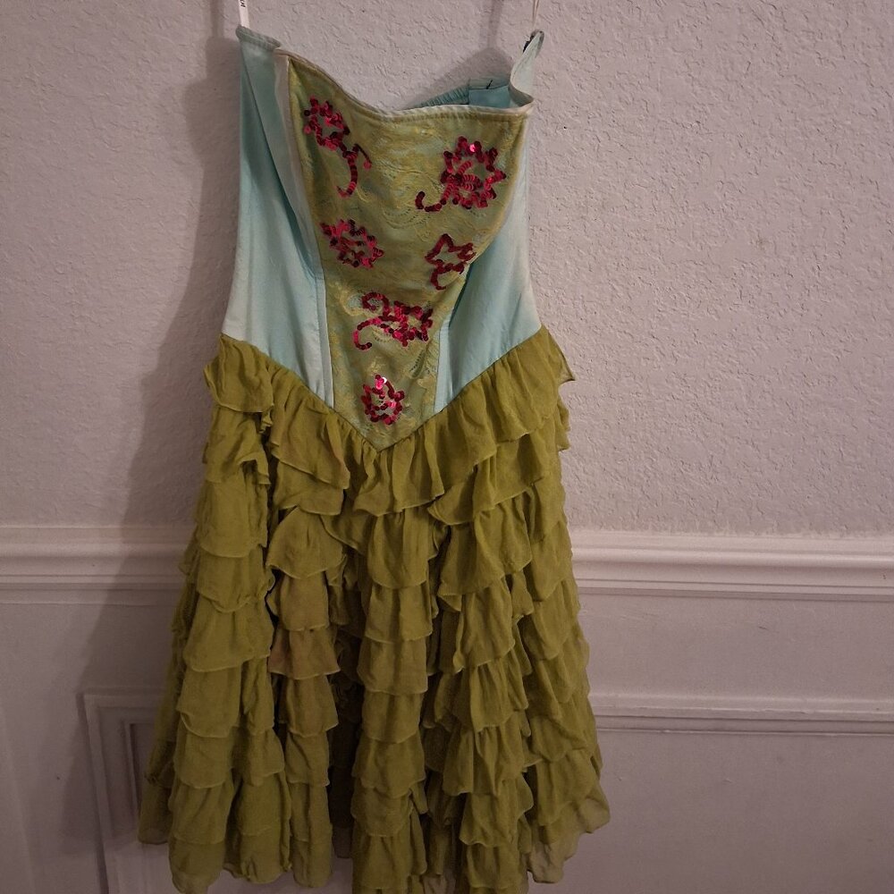 Vintage Betsey Johnson Strapless Cocktail Dress 100% Silk READ DESCRIPTION